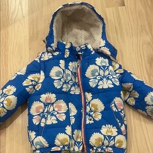 Mini Boden Blue Floral Puffer Jacket